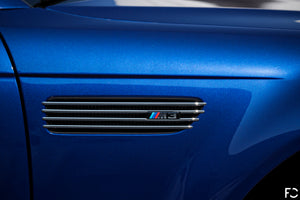 BMW E46 M3 OEM Fender Grille straight on side photo on Interlagos Blue