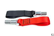 Load image into Gallery viewer, Fall-Line Motorsports E36 / E46 / E9X Tow Strap - Black vs Red Side View
