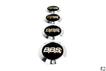 Load image into Gallery viewer, vertical stack of BBS E88 Center Cap Adaptor Set with black / gold 3D effect caps