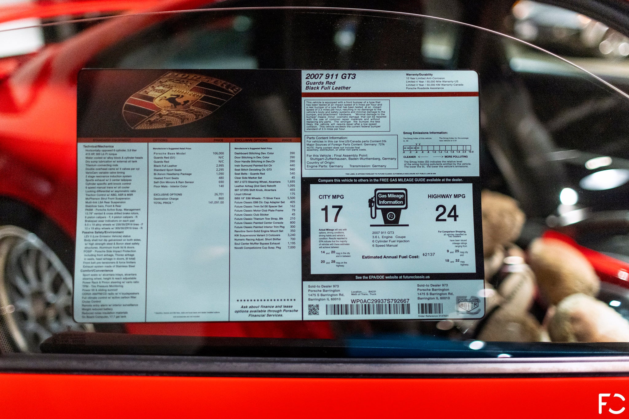 Sticker Price Label On A New Porsche Stock Photo - Download Image