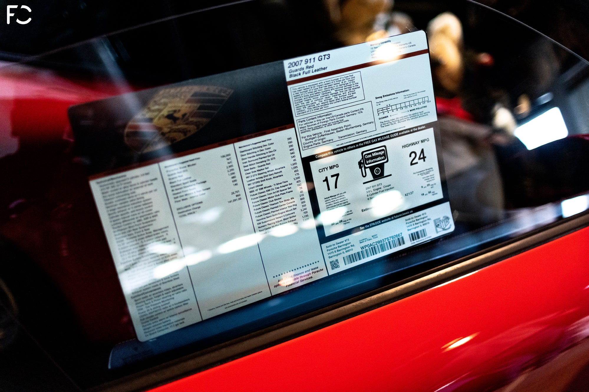 Sticker Price Label On A New Porsche Stock Photo - Download Image