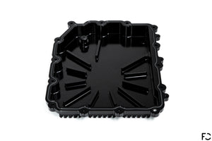 Fall-Line Motorsports Aluminum DCT Oil Pan - Overhead view of baffled interior and OEM magnet location