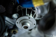 Load image into Gallery viewer, BMW E9X M3 GT4 Metal Impeller Water Pump overhead view installed on S65 motor